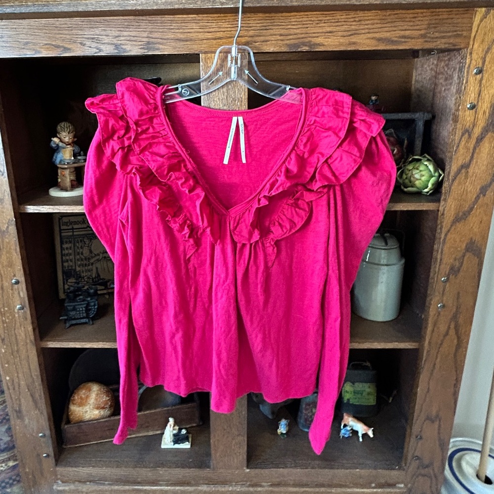 Red Ruffles Anthropologie Top - Picture 4 of 5